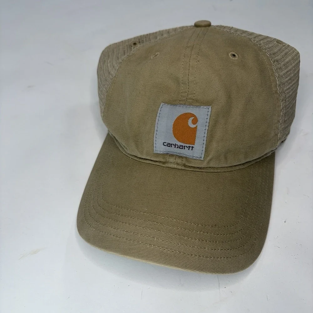 Carhartt Hat Snapback Beige. Casual Workwear Mesh Mens Logo Adjustable Tan